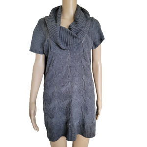 United States Sweaters Gray Pullover Short Sleeve Cowl Neck Knit Sweater Size L